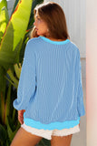 Myosotis Sequin Easter Eggs Twisted Rib Exposed Seam Color Block Top Aaria Tees