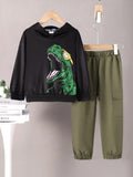 Children's Dinosaur Graphic Hoodie and Pants Set Aaria Tees