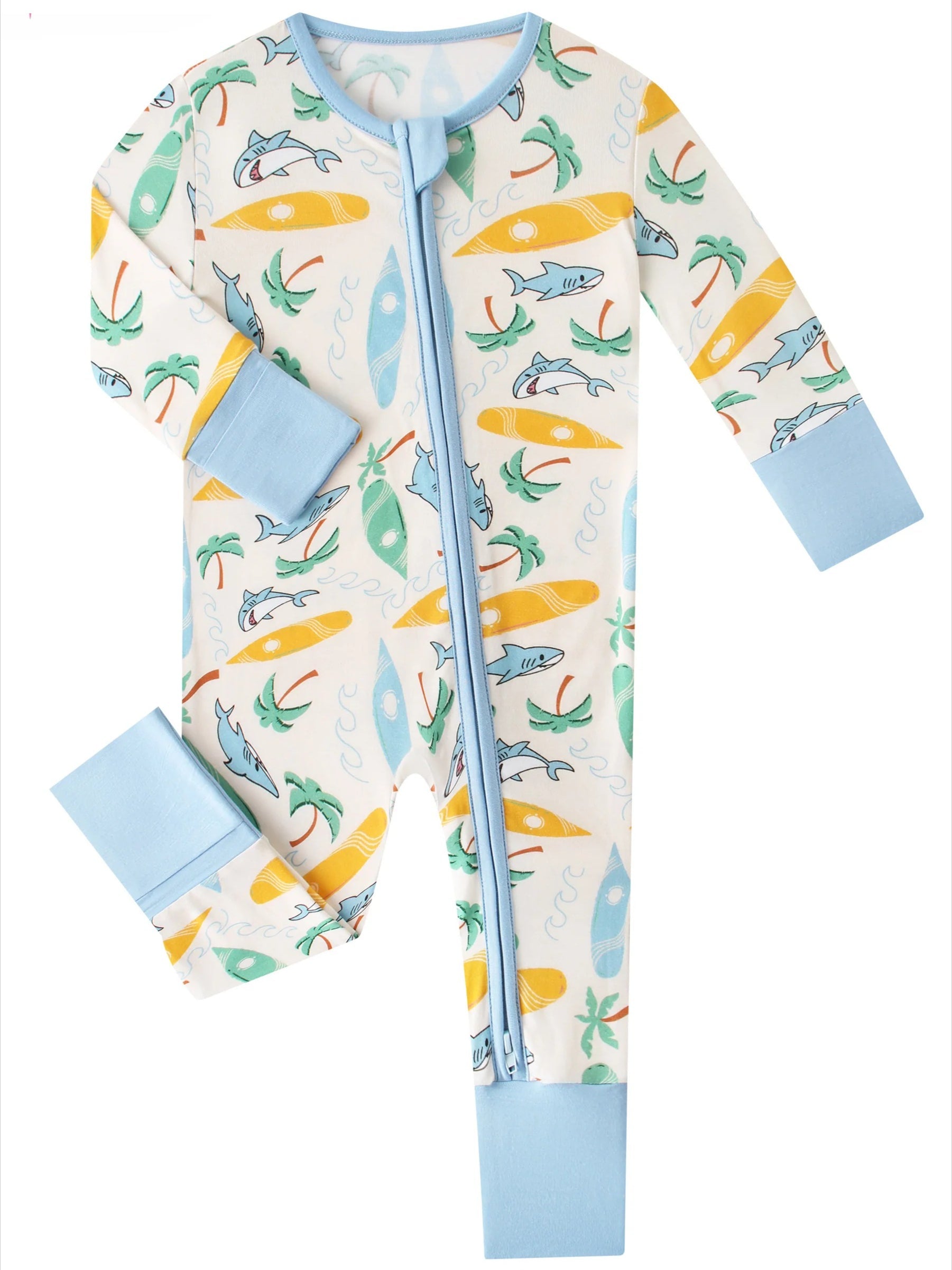 PoshTOT Beach Surfing Bamboo Baby Convertible Zippy Romper - Aaria Tees Aaria Tees