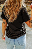 Black Happy Easter Bunny Flower Printed Casual Tee Aaria Tees