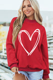 Racing Red Valentines Day Heart Love Script Reversible Printed Double Wear Mock Neck Sweatshirt - Aaria Tees Aaria Tees