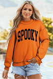 Carrot Oversize Halloween Print Mock Neck Reversible Sweatshirt Aaria Tees