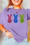 Wisteria Easter Shiny Bunny Graphic Crewneck T Shirt - Aaria Tees Aaria Tees