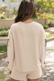 Parchment Thanksgiving Sequined Turkey Corded Knit Loose Fit Shorts Set - Aaria Tees Aaria Tees
