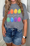 Gray Easter Eggs Print Crew Neck T Shirt Aaria Tees