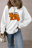 White Chenille Game Day Rugby Football Pattern Pullover Sweatshirt - Aaria Tees Aaria Tees