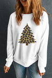 White Plush Leopard Tree Patched Drop Shoulder Sweatshirt Aaria Tees