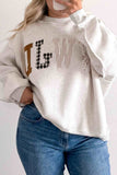 Gray WWJD Mix Pattern Letter Graphic Exposed Seam Loose Plus Size Sweatshirt Aaria Tees