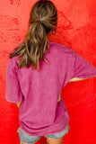 Rose Red AMERICA 1776 Graphic Mineral Wash Cotton Tee - Aaria Tees Aaria Tees