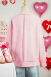 Pink you are so loved Valentines Day Bow Embroidered Graphic Pullover Top - Aaria Tees Aaria Tees