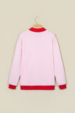 Pink Polka Dot Letter Graphic Colorblock Tunic Sweatshirt - Aaria Tees Aaria Tees