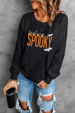 Black Feeling Spooky Halloween Embroidered Graphic Baggy Sweatshirt - Aaria Tees Aaria Tees