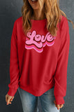 Red Love Printed Crewneck Valentines Pullover Sweatshirt - Aaria Tees Aaria Tees