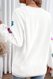White Valentines Slogan Heart Sequin Corded Baggy Sweatshirt - Aaria Tees Aaria Tees