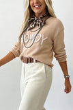 Parchment Corder HOWDY Letter Graphic Crew Neck Relaxed Sweater Aaria Tees