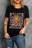 Black Always Keep Growing Butterfly Flower Crewneck Graphic Tee Aaria Tees