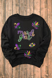 Black Sequin mardi gras Fleur de Lis Graphic Pullover Sweatshirt - Aaria Tees Aaria Tees