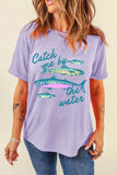 Orchid Petal Catch me by the water Fishes Printed T Shirt Aaria Tees