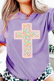 Wisteria Easter Floral Cross Christian Casual Tee - Aaria Tees Aaria Tees