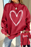 Racing Red Valentines Day Heart Love Script Reversible Printed Double Wear Mock Neck Sweatshirt - Aaria Tees Aaria Tees