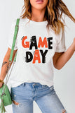 White GAME DAY Funny Letter Printed Casual Tee Aaria Tees