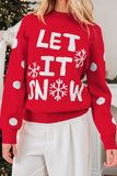 Red Dahlia LET IT SNOW Graphic Christmas Holiday Loose Sweater - Aaria Tees Aaria Tees