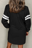 Black Sequin Ghost Graphic Varsity Striped Sleeve Halloween Sweatshirt Dress Aaria Tees