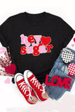 Black Chenille Heart hey sugar Patched Crewneck Valentines Tee - Aaria Tees Aaria Tees