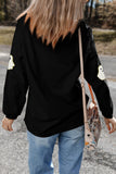 Black Oversized Ghost Print Pullover Corded Sweatshirt Aaria Tees