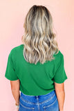 Bright Green Ceramic Rhinestone Lucky Clover Graphic Tee Aaria Tees