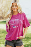 Rose Red AMERICA 1776 Graphic Mineral Wash Cotton Tee - Aaria Tees Aaria Tees