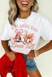 White JUST A GIRL WHO Loves Fall Graphic Casual Tee - Aaria Tees Aaria Tees
