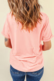 Pink He is Risen Easter Bunny Leopard Cross Graphic Tee Aaria Tees
