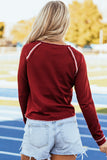 Red Game Day Rugby Football Graphic Thermal Knit Top Aaria Tees
