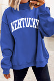 Dark Blue KENTUCKY Leopard KY Letter Print Reversible High Neck Sweatshirt - Aaria Tees Aaria Tees