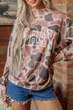 Multicolour Embroidered Slogan Camo Pullover Sweatshirt Aaria Tees