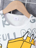 Children's Round Neck Cartoon Graphic T-Shirt and Shorts Set Aaria Tees