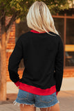 White GAME DAY Letter Graphic Varsity Striped Detail Baggy Sweatshirt Aaria Tees
