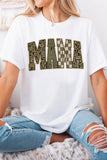 White MAMA Mixed Pattern Lettering T Shirt Aaria Tees