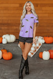 Wisteria Sequin Halloween Bat Patched Casual T Shirt Aaria Tees