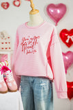 Pink you are so loved Valentines Day Bow Embroidered Graphic Pullover Top - Aaria Tees Aaria Tees