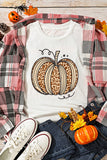 White Leopard Pumpkin Graphic Crewneck Halloween T Shirt - Aaria Tees Aaria Tees