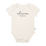 graphic bodysuit | eleven months milestone charcoal - Aaria Tees Aaria Tees