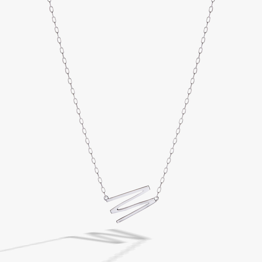 Initial M Precious Elongated Necklace - Aaria Tees Aaria Tees