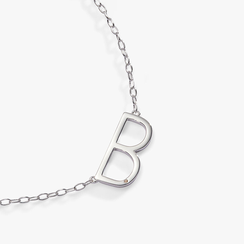 Initial B Precious Elongated Necklace - Aaria Tees Aaria Tees