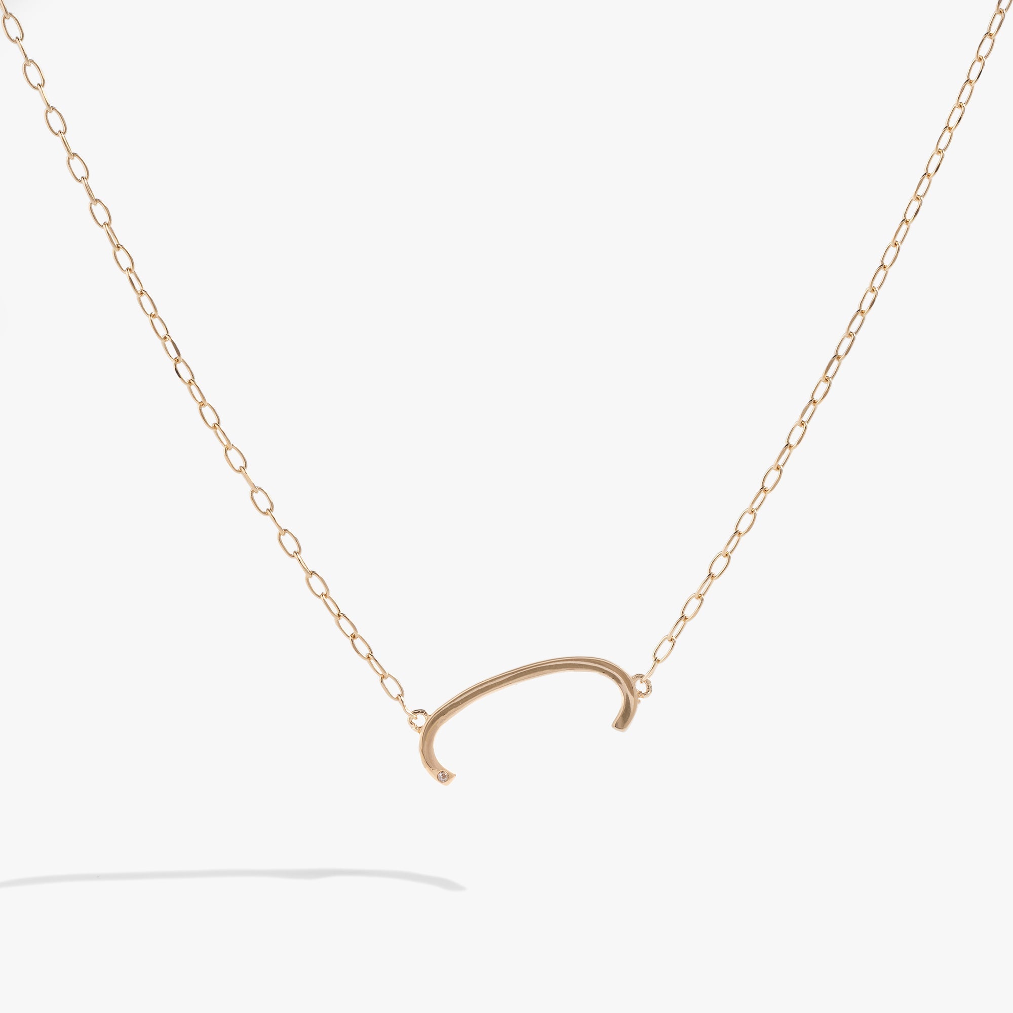 Initial C Precious Elongated Necklace - Aaria Tees Aaria Tees