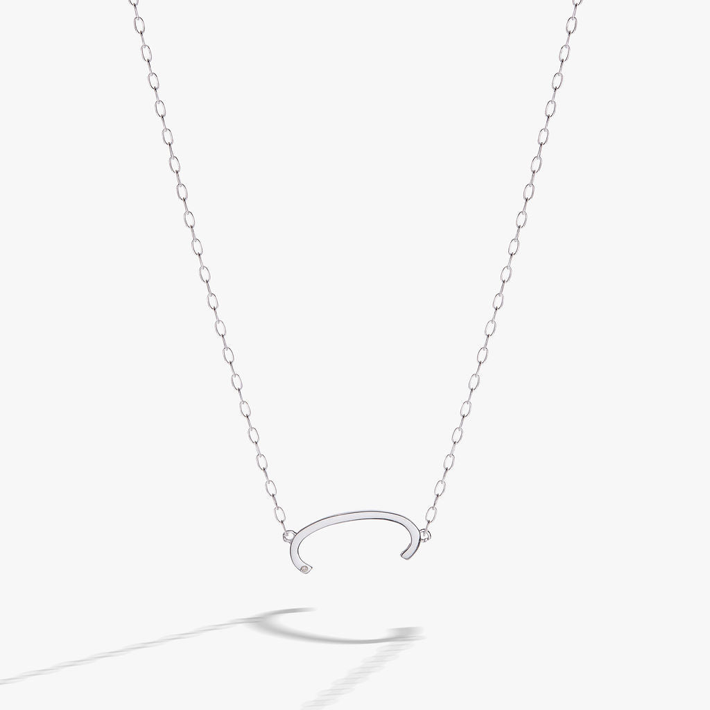 Initial C Precious Elongated Necklace - Aaria Tees