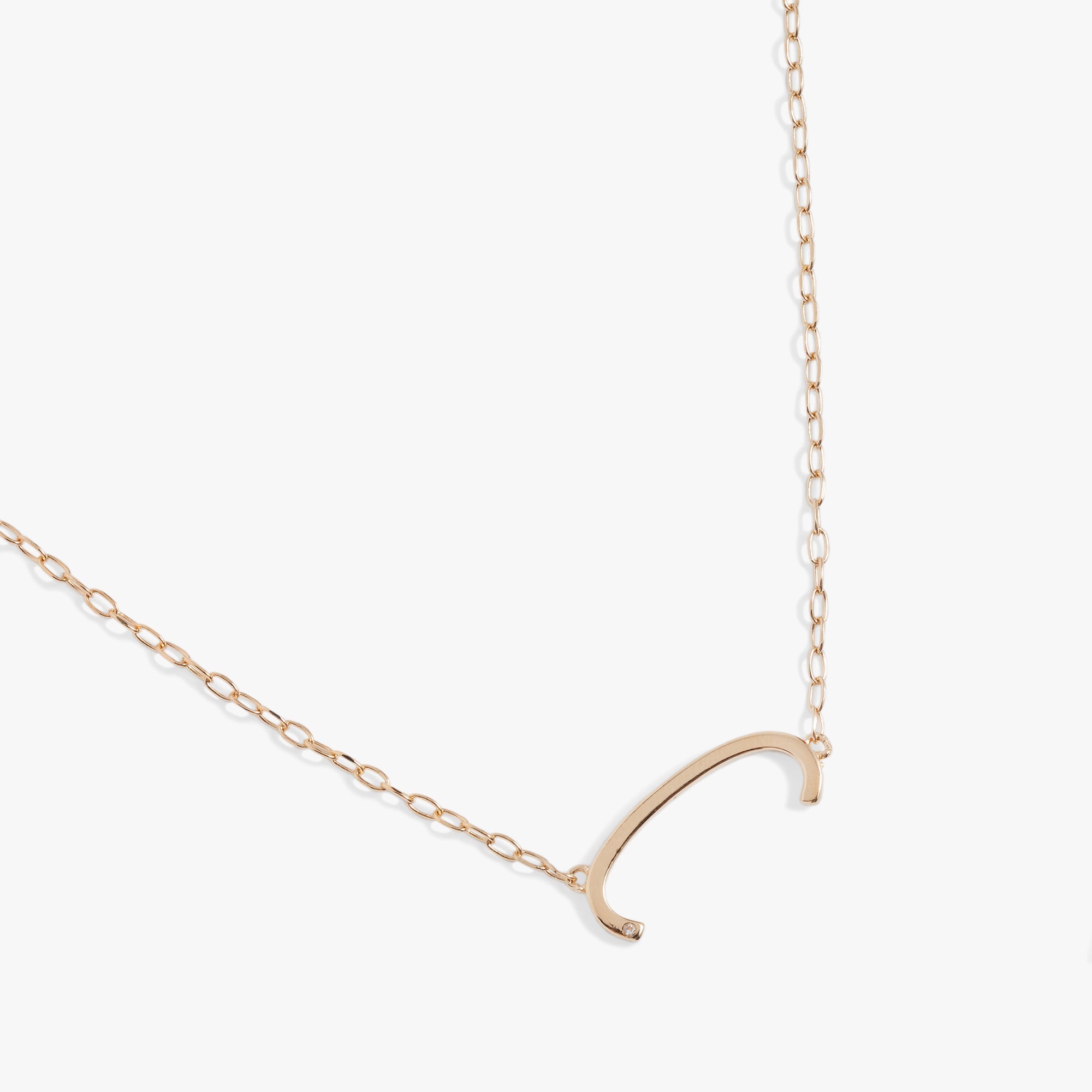 Initial C Precious Elongated Necklace - Aaria Tees Aaria Tees