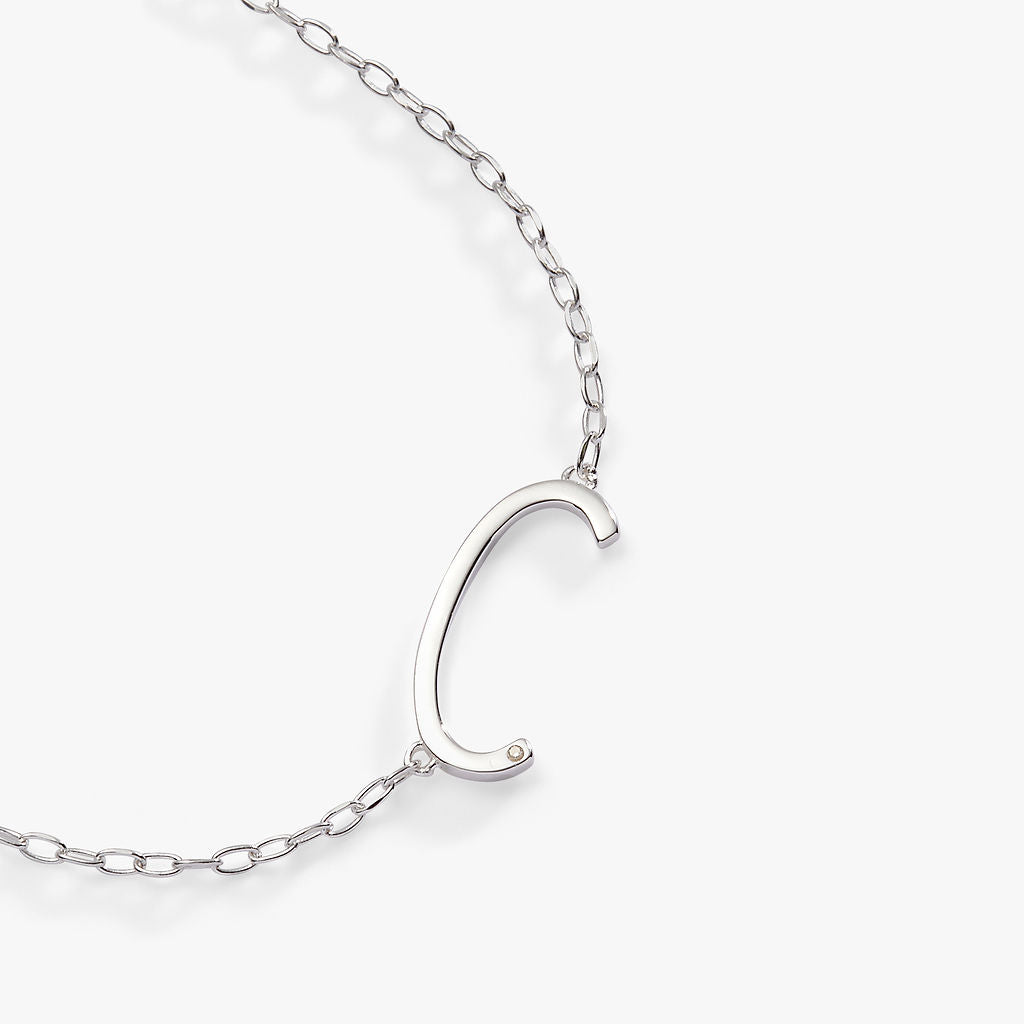 Initial C Precious Elongated Necklace - Aaria Tees Aaria Tees