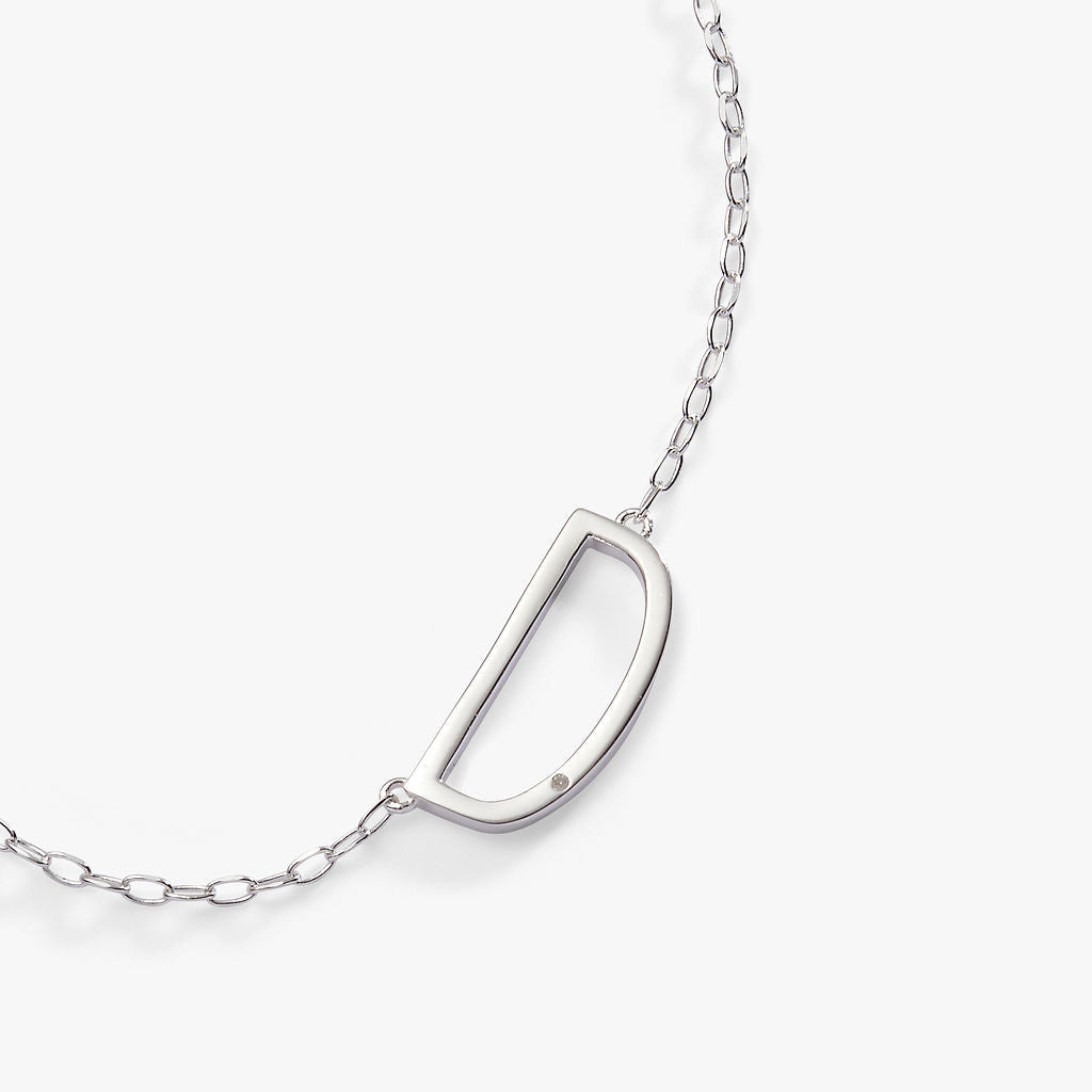 Initial D Precious Elongated Necklace - Aaria Tees Aaria Tees